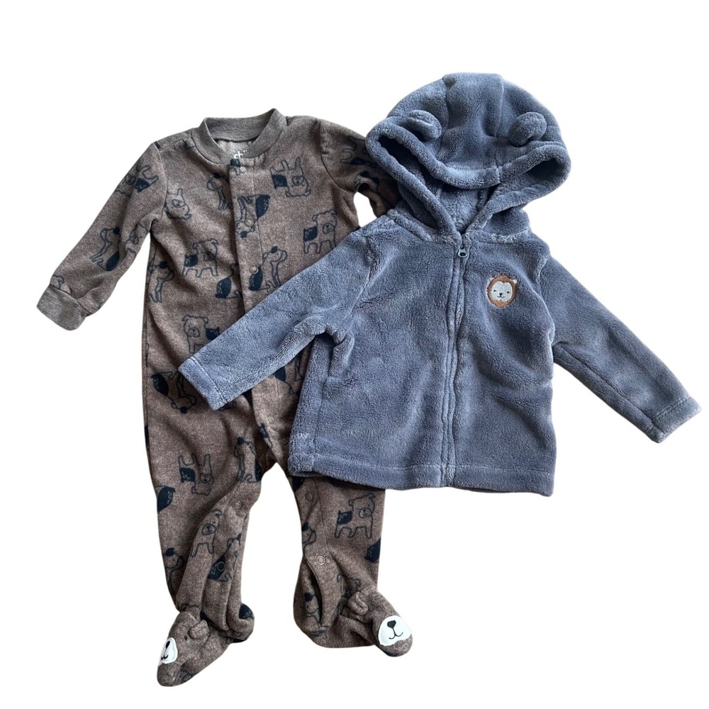 Child of Mine Baby Boy Fleece Onesie & Hooded Jacket Set Size 3-6 Months